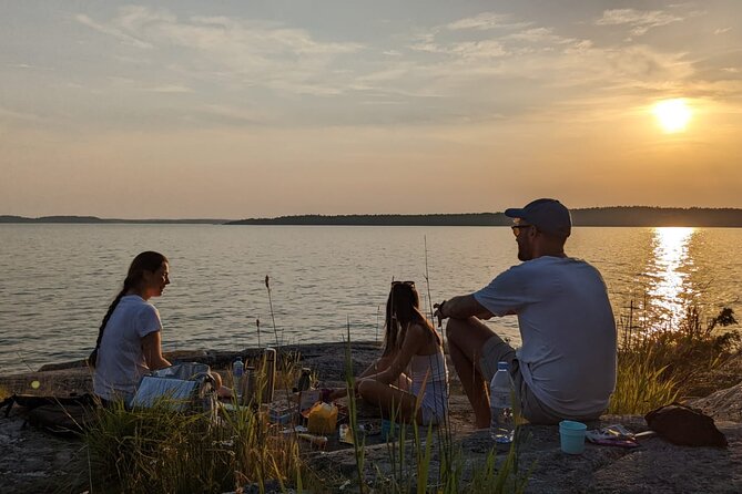 PRIVATE Sunset Kayaking in Stockholm Archipelago Nature Reserve - From Stockholm Central Station to the Archipelago