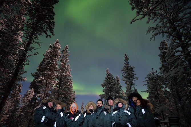 Snowmobile Aurora Expedition with dinner - A forest hut dinner beside an open fire