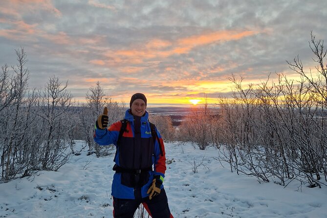 Snowshoe up a Mountain - Putting on snowshoes and starting the climb