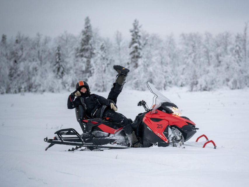 Wilderness Tour with Snowmobile & Ice Fishing - Riding Across Frozen Lakes and Forests